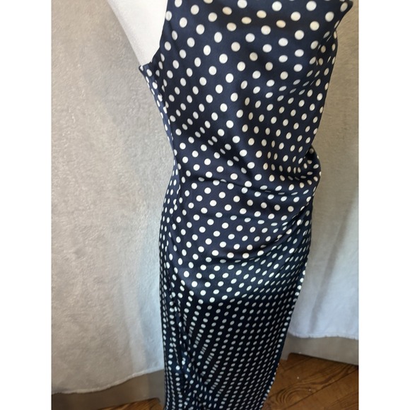 Polka Dot Cowl Neck Midi Dress SMALL Sexy Silk Side Slit By Pookie &Sebastian - Picture 8 of 16